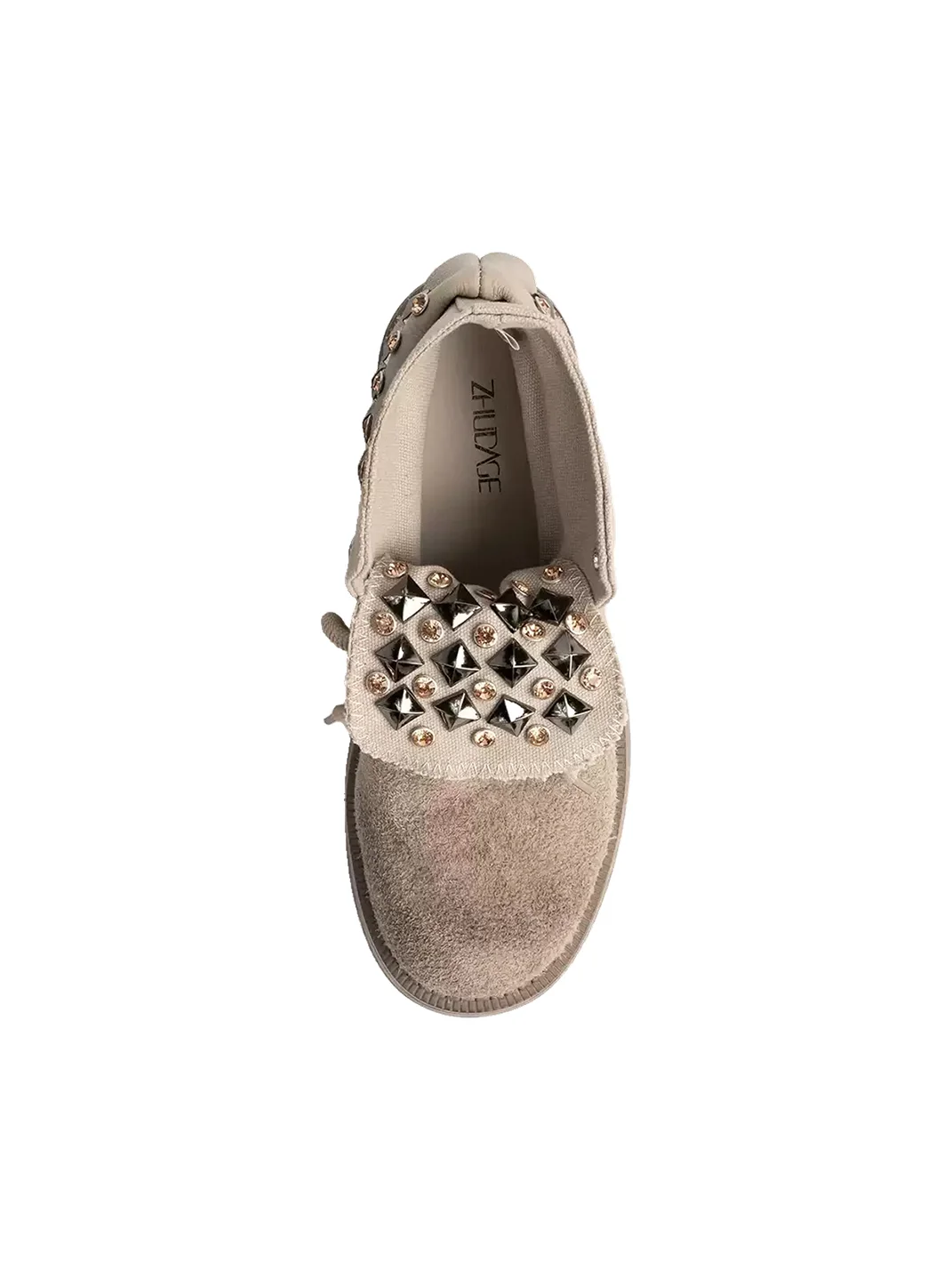 ZHUDAGE | Studded Foldover Lace-Up Ankle Boots