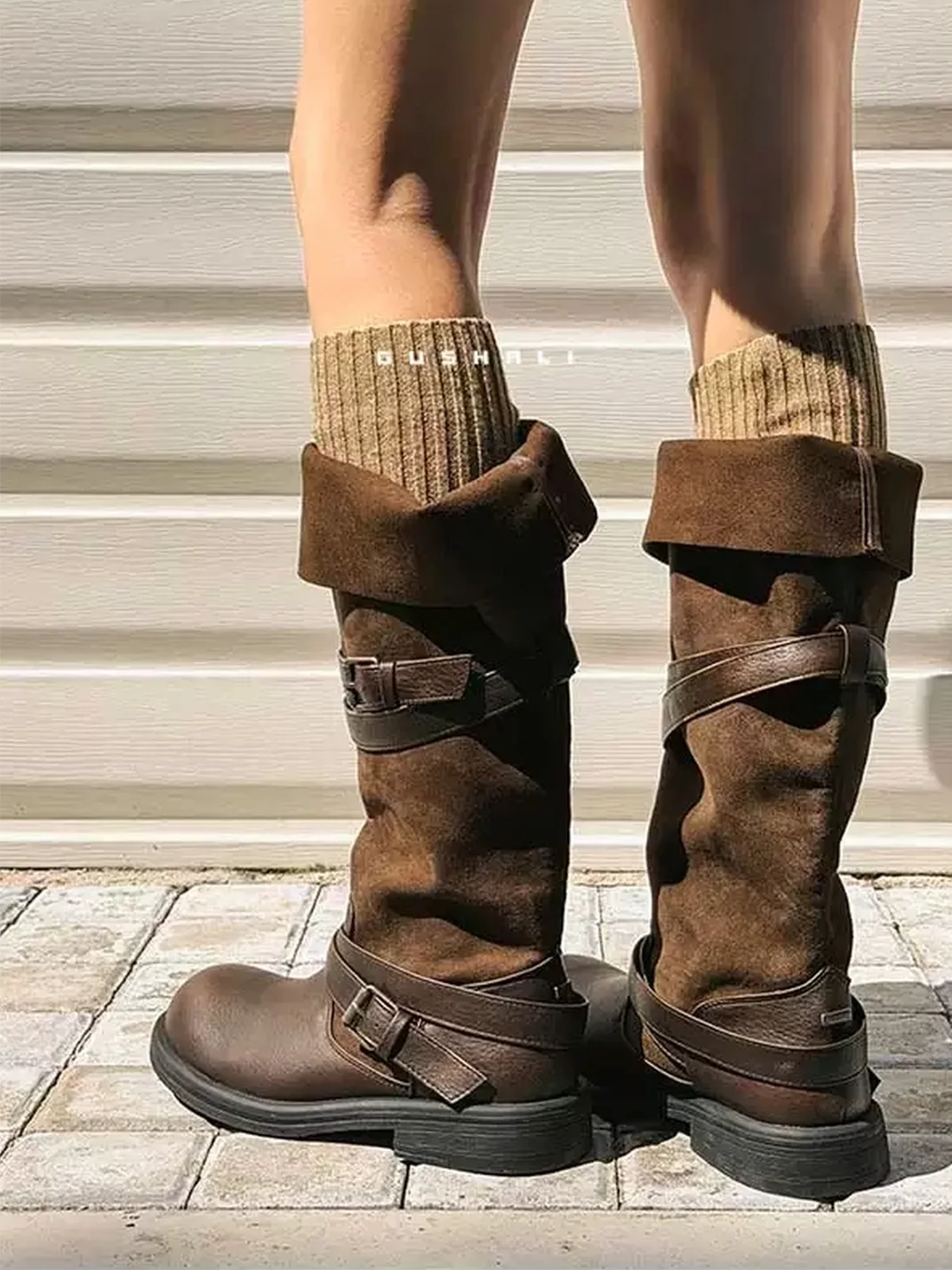 GSL | Fold-Over Slouchy Wide-Shaft Tall Boots