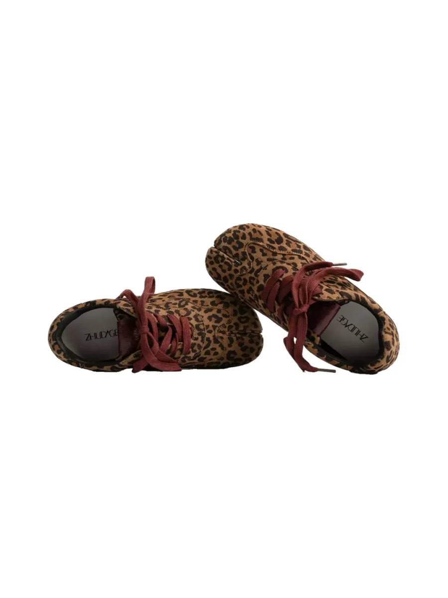 ZHUDAGE | Retro Split-Toe Leather Sneakers - 4