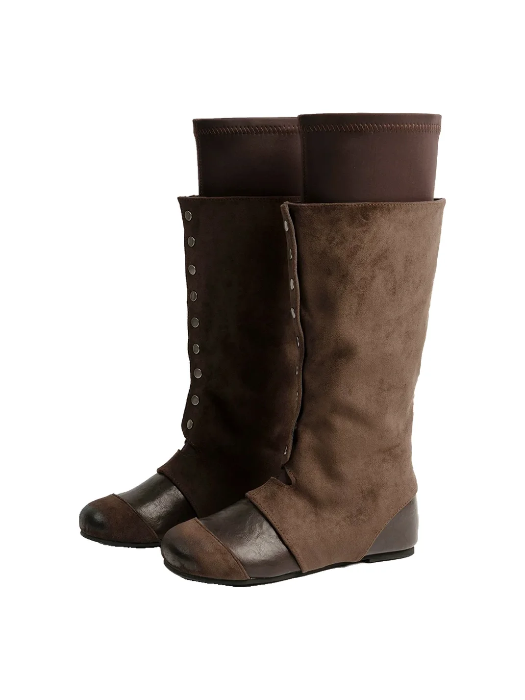 ZHUDAGE | Retro Patchwork Tall Sock Boots