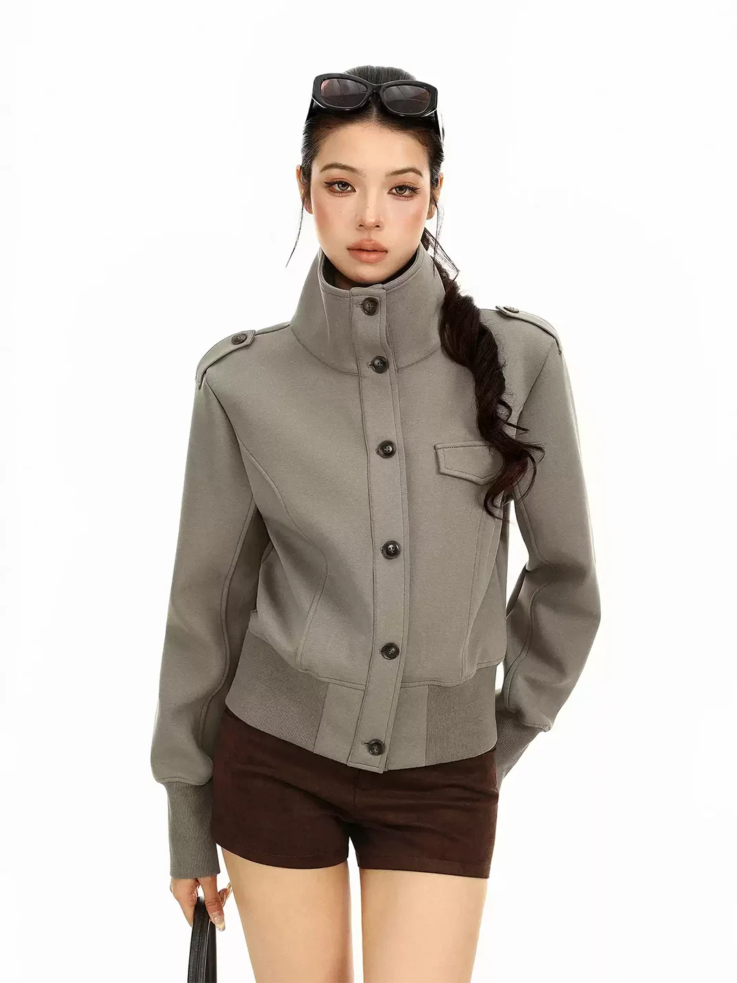 BIGGOLD | Vintage Stand Collar Cropped Utility Jacket