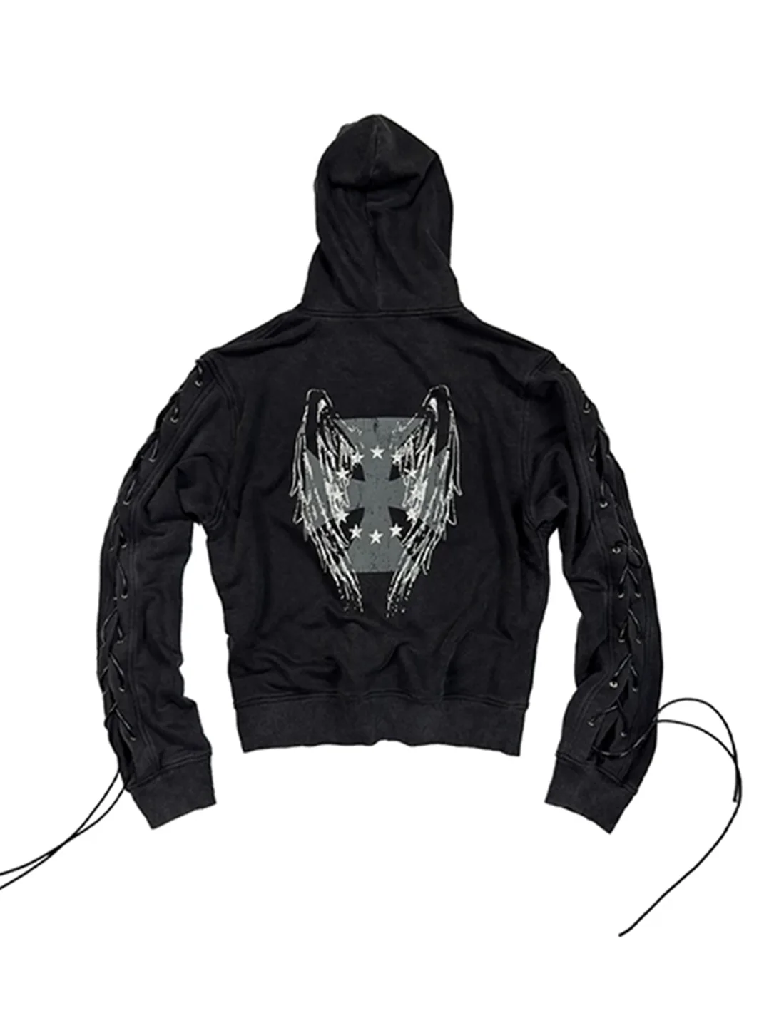 SAXGENWON | Lace-Up Washed Hoodie And Sweatpants Set