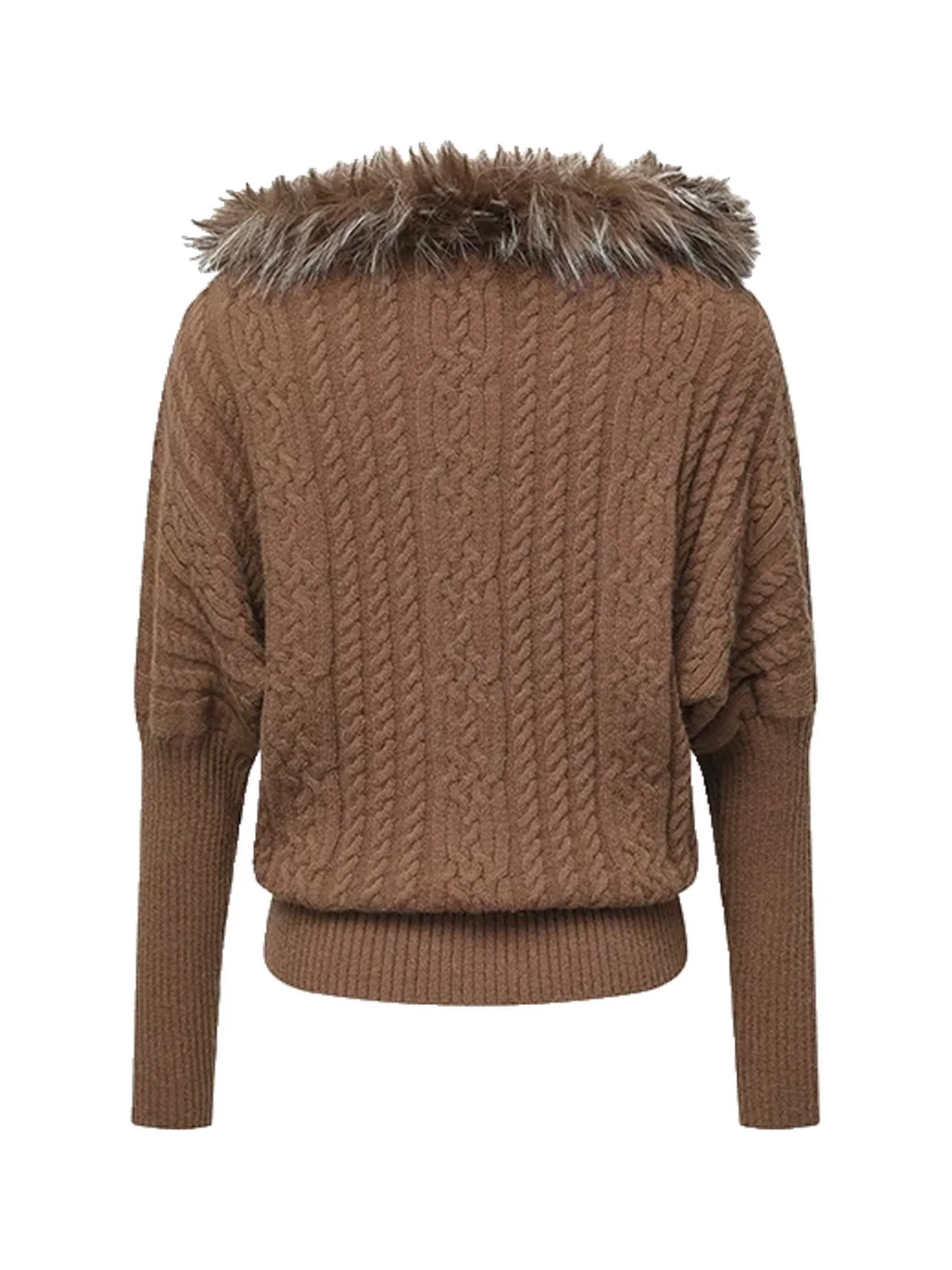 BIGGOLD | Plush V-Neck Cable Knit Sweater