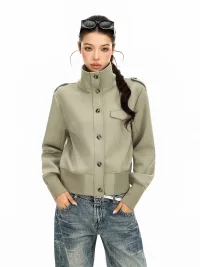 BIGGOLD | Vintage Stand Collar Cropped Utility Jacket
