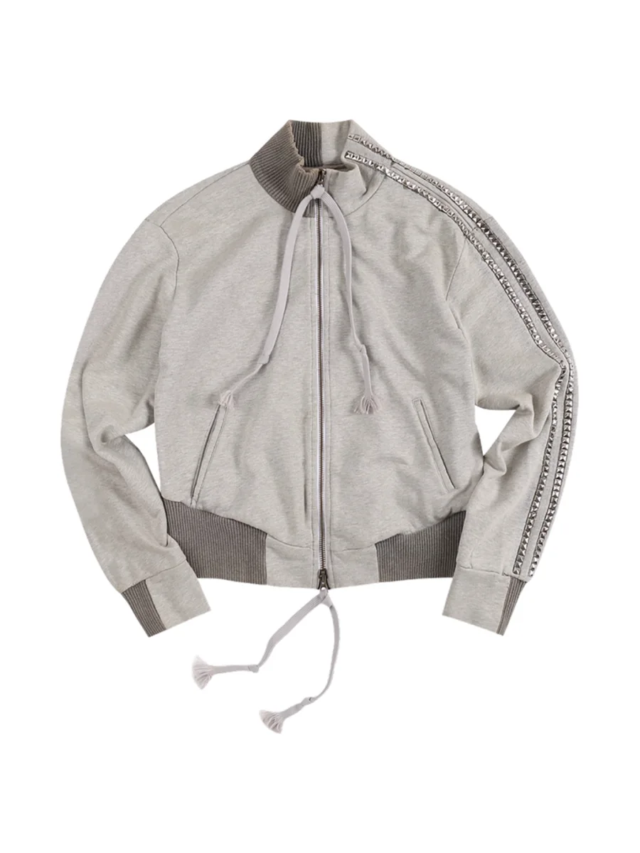 WHISTLEHUNTER | Washed Studded Slim Fit Zip Jacket - 4