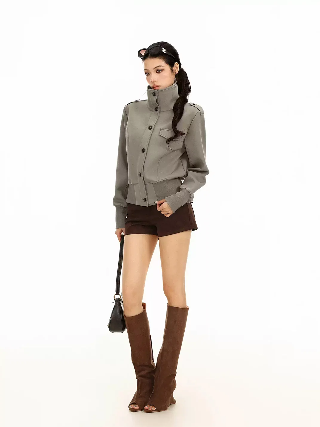BIGGOLD | Vintage Stand Collar Cropped Utility Jacket
