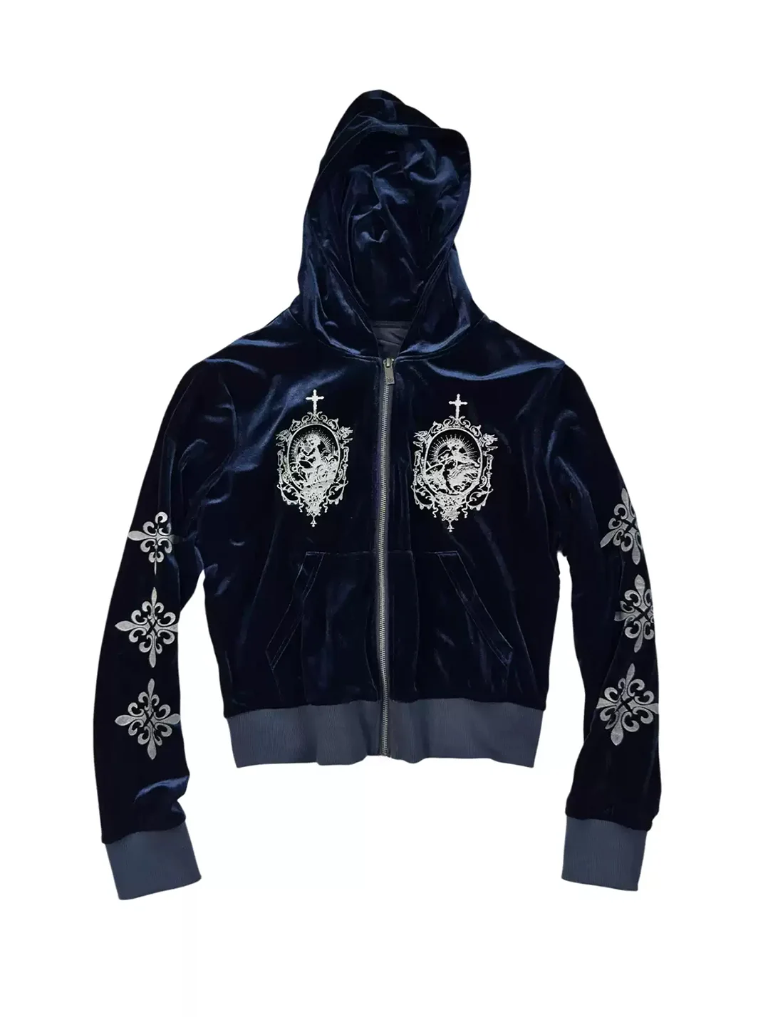 SAXGENWON | Velvet Silver Print Hoodie And Pants Set
