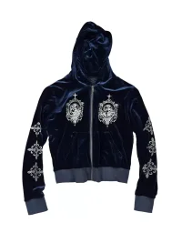 SAXGENWON | Velvet Silver Print Hoodie And Pants Set