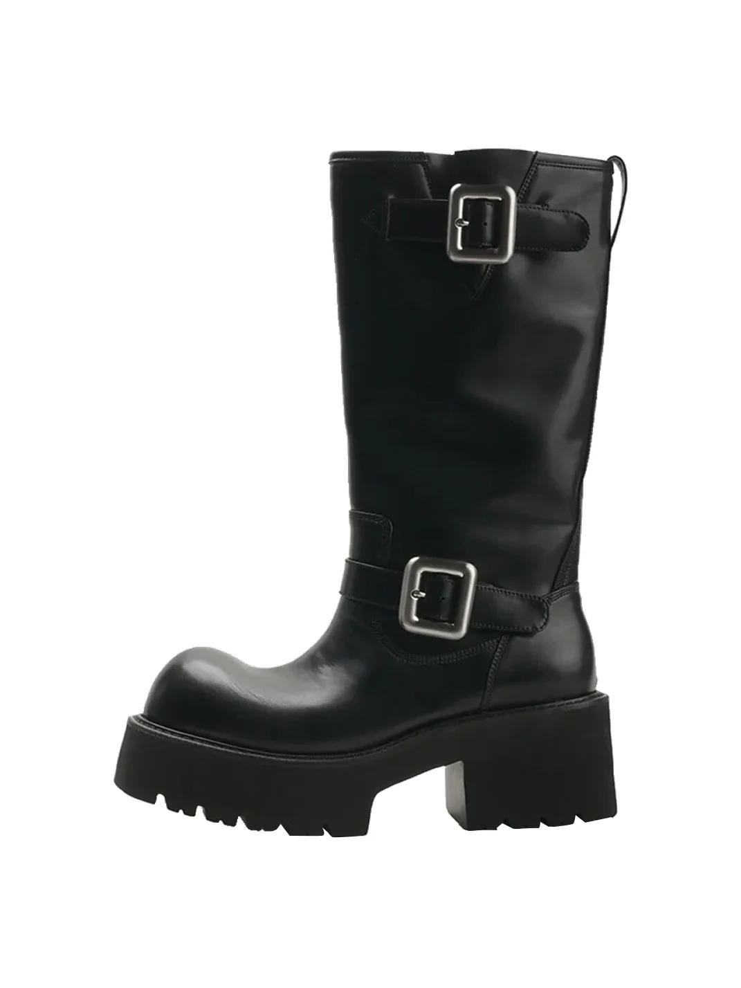 Colorful Bridge | Leather Mid-Calf Platform Engineer Boots