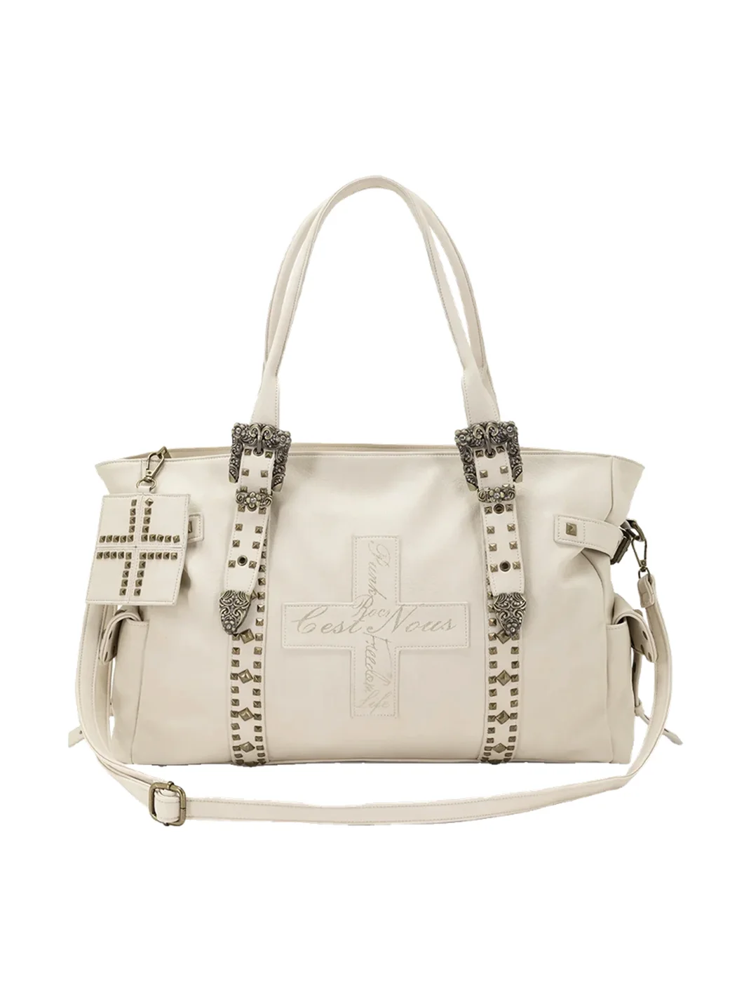 Cest Nous | Studded Cross Large Shoulder Bag