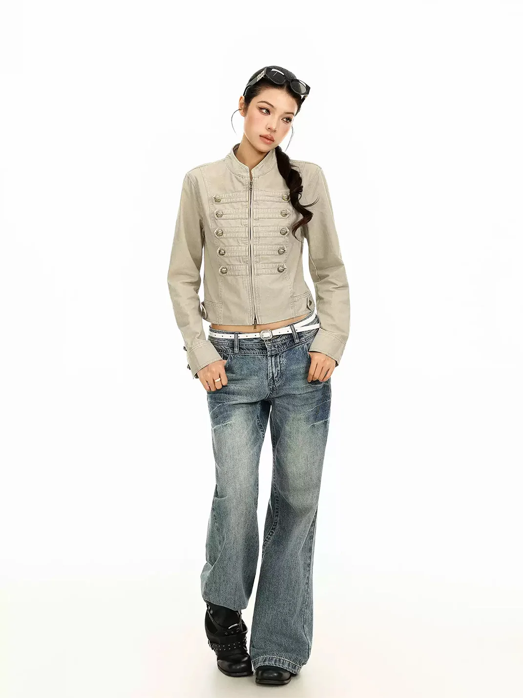 BIGGOLD | Napoleon Double-Breasted Cropped Stand-Collar Jacket