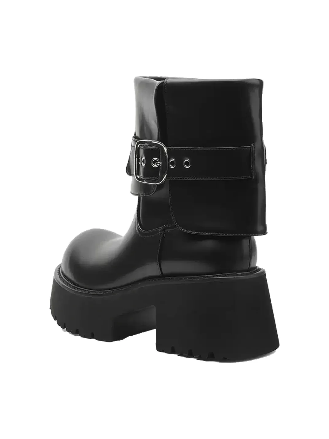 Colorful Bridge | Round Toe Buckle Platform Ankle Boots