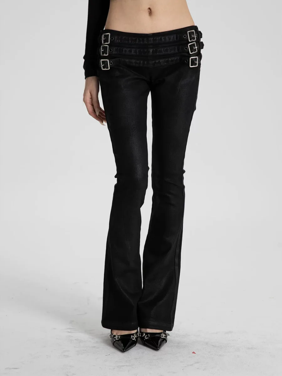 SEXXDEVIL | Waxed Low-Rise Flared Jeans - 2