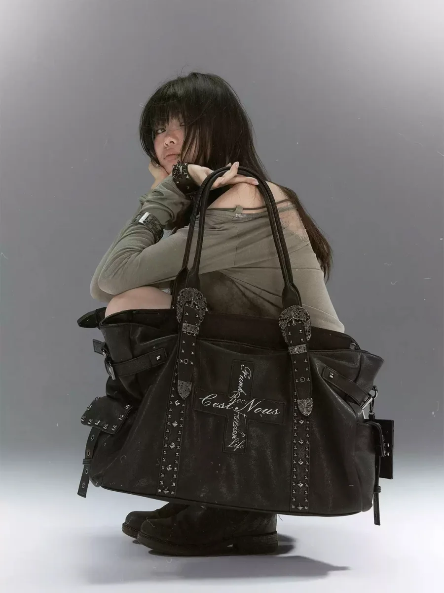 Cest Nous | Studded Cross Large Shoulder Bag - 2