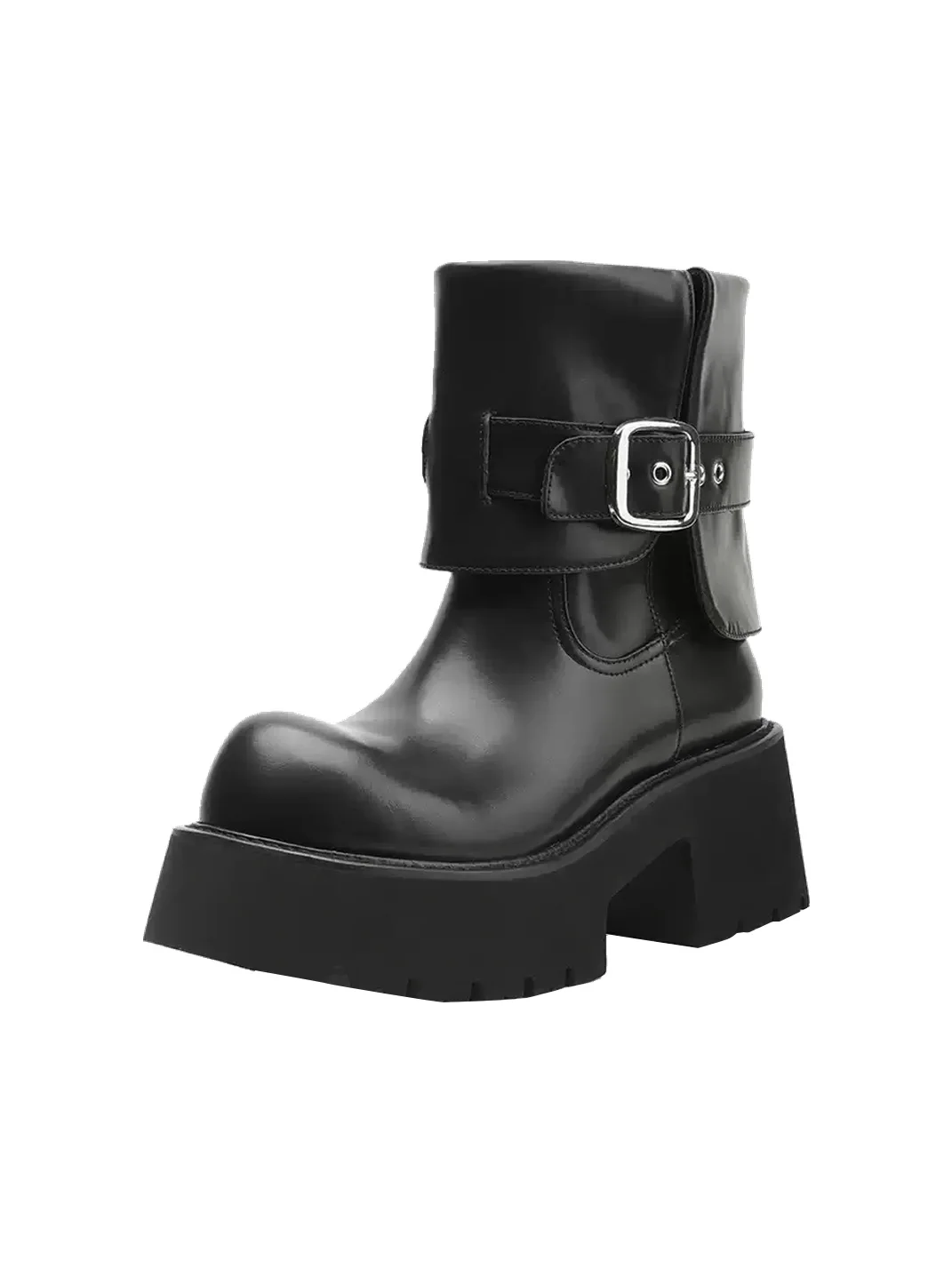 Colorful Bridge | Round Toe Buckle Platform Ankle Boots
