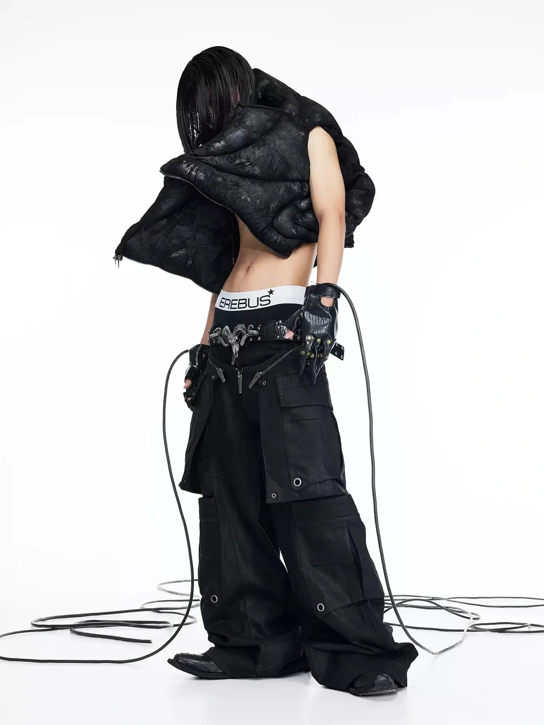 DARKRTPTS | Metallic Coated Panelled Cropped Vest