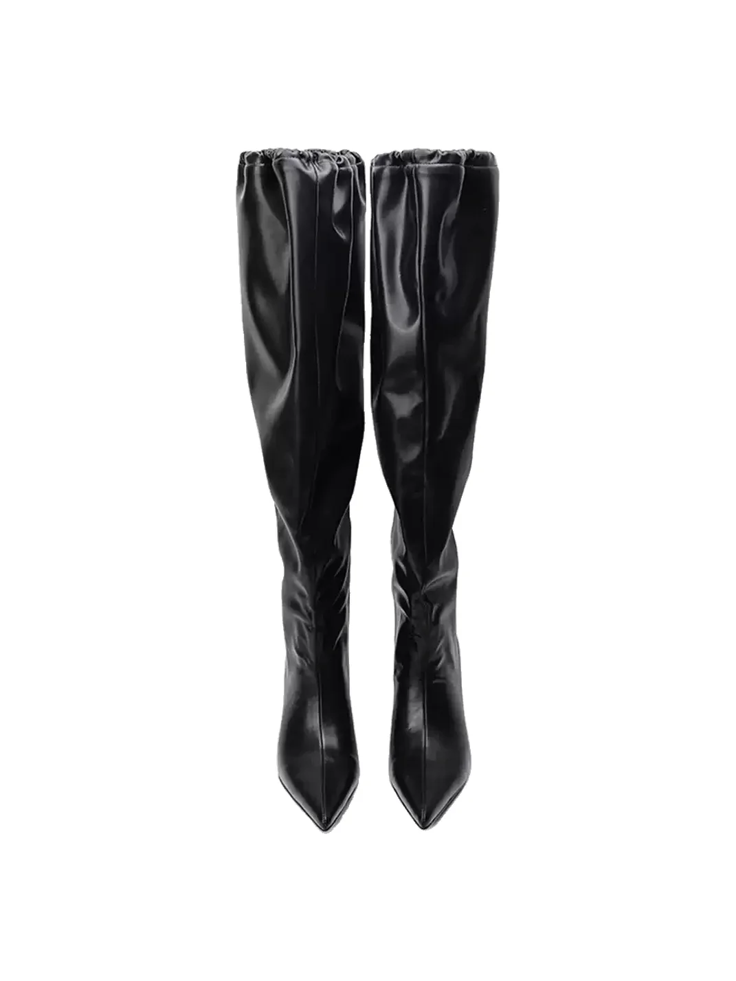 Colorful Bridge | Black Pointed-Toe Ruched Tall Boots