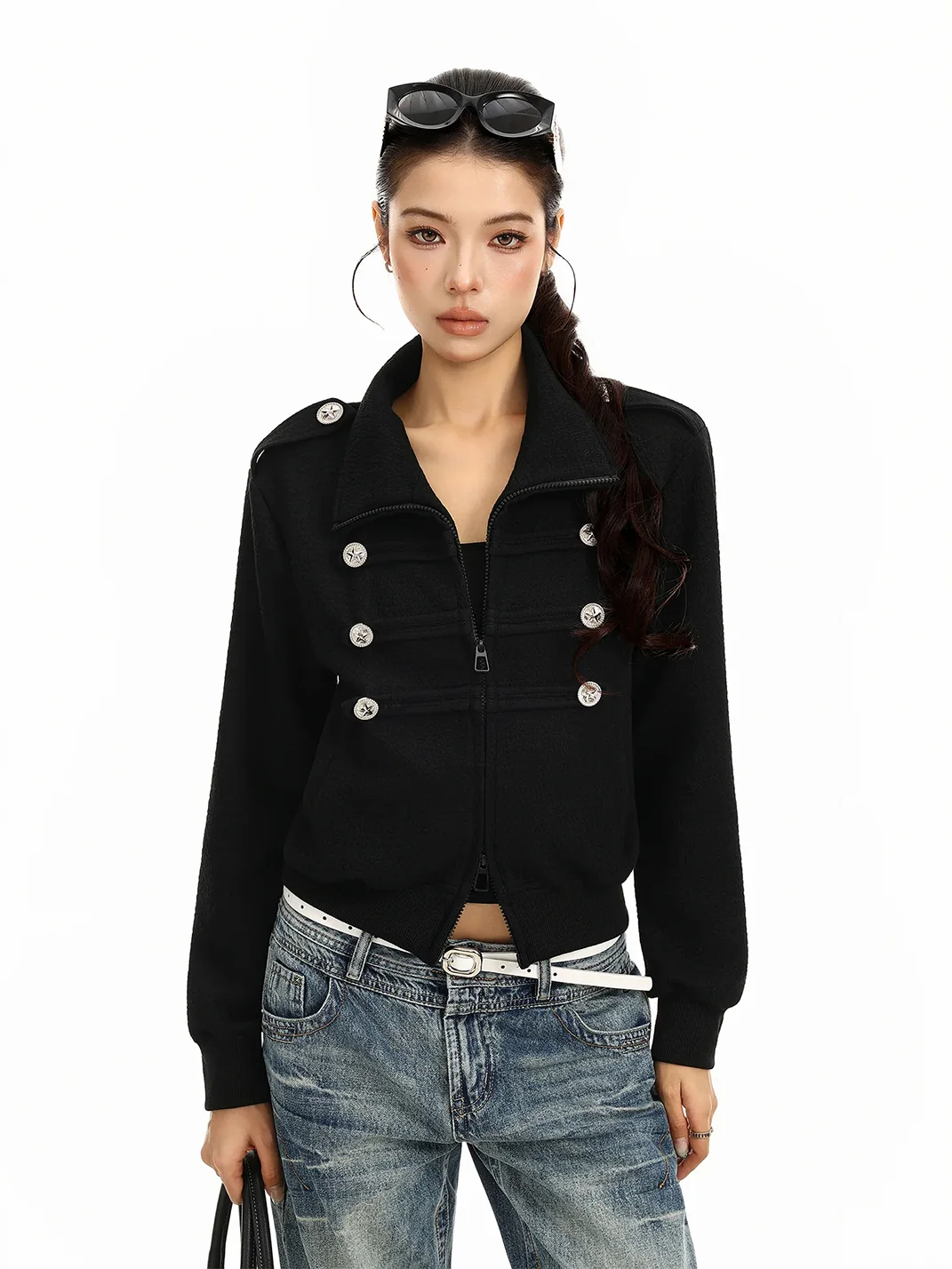 BIGGOLD | Stand Collar Double-Breasted Zipper Jacket