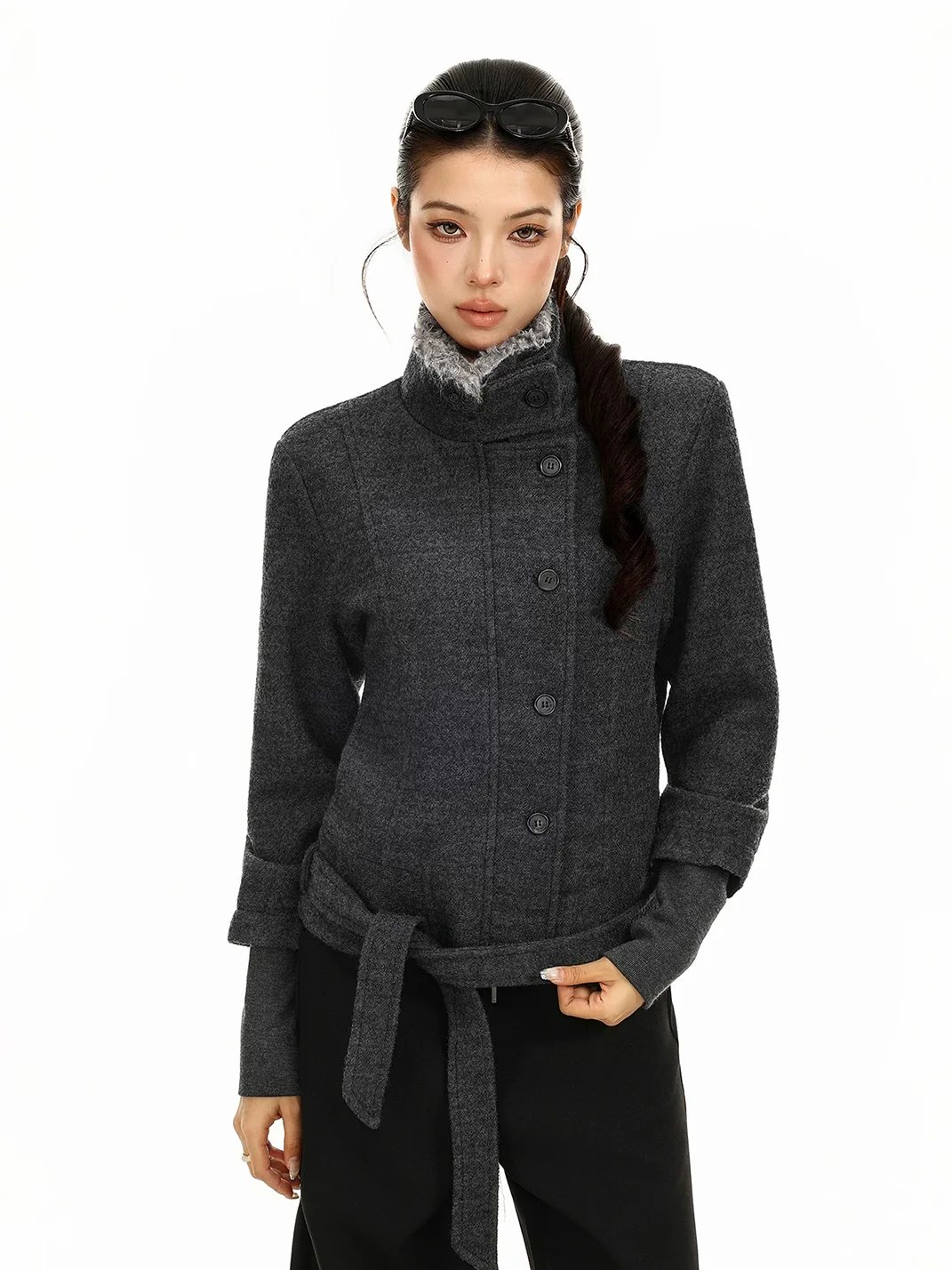BIGGOLD | Plush Collar Short Jacket