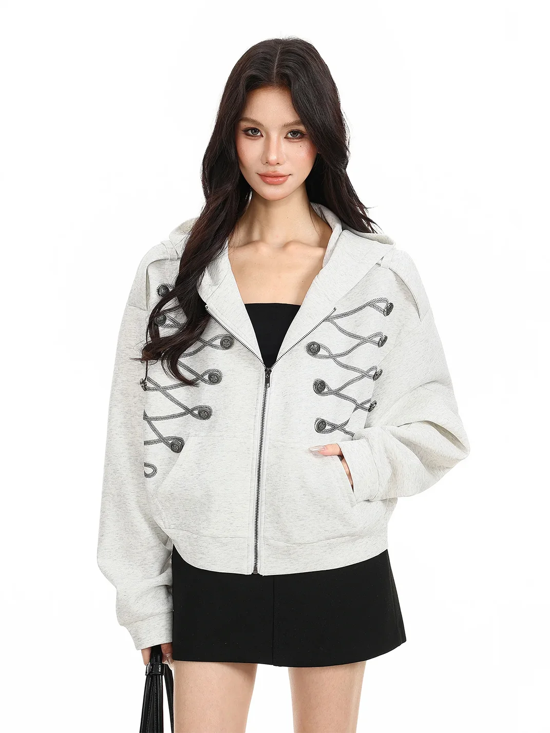 BIGGOLD | Cropped Hooded Zip-Up Jacket