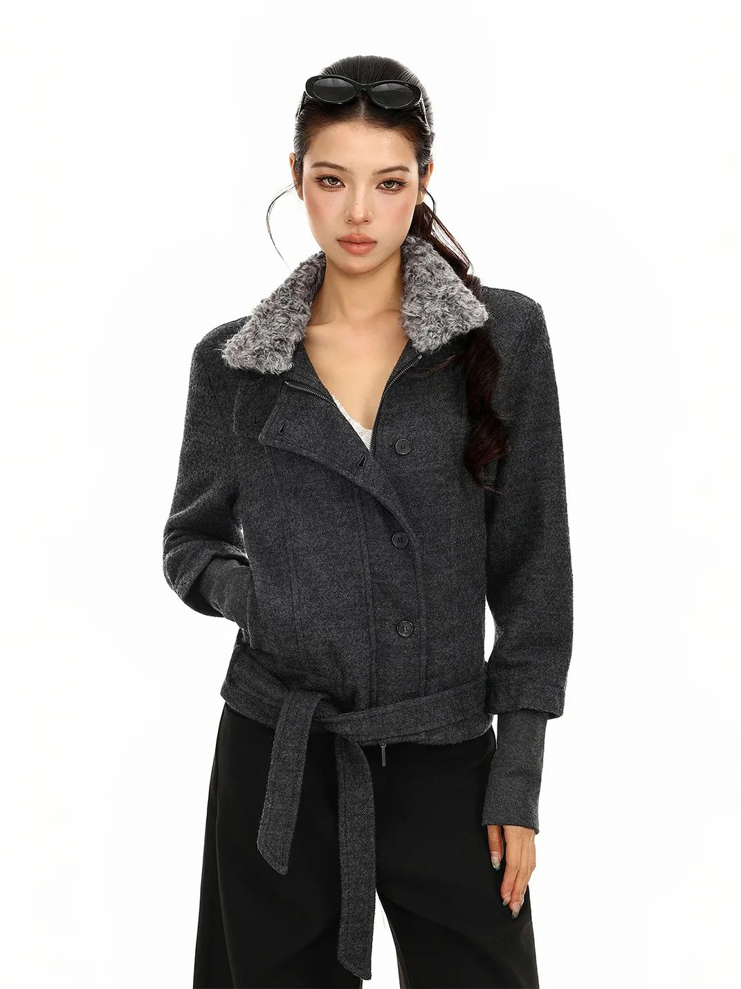 BIGGOLD | Plush Collar Short Jacket