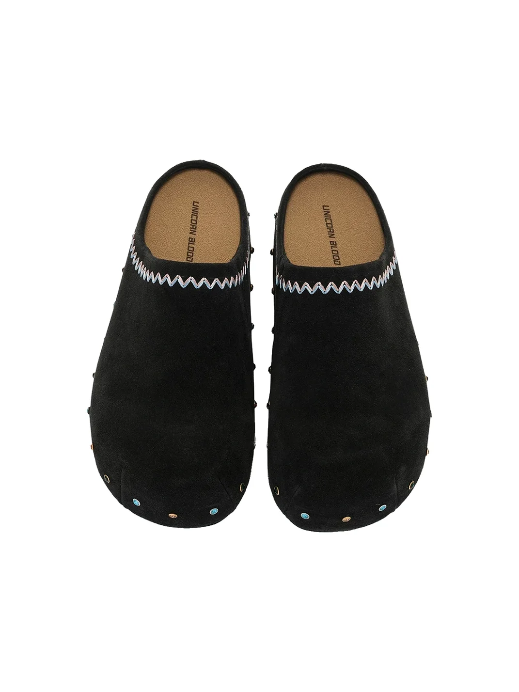 UnicornBlood | Rhinestone Platform Suede Clog Mules