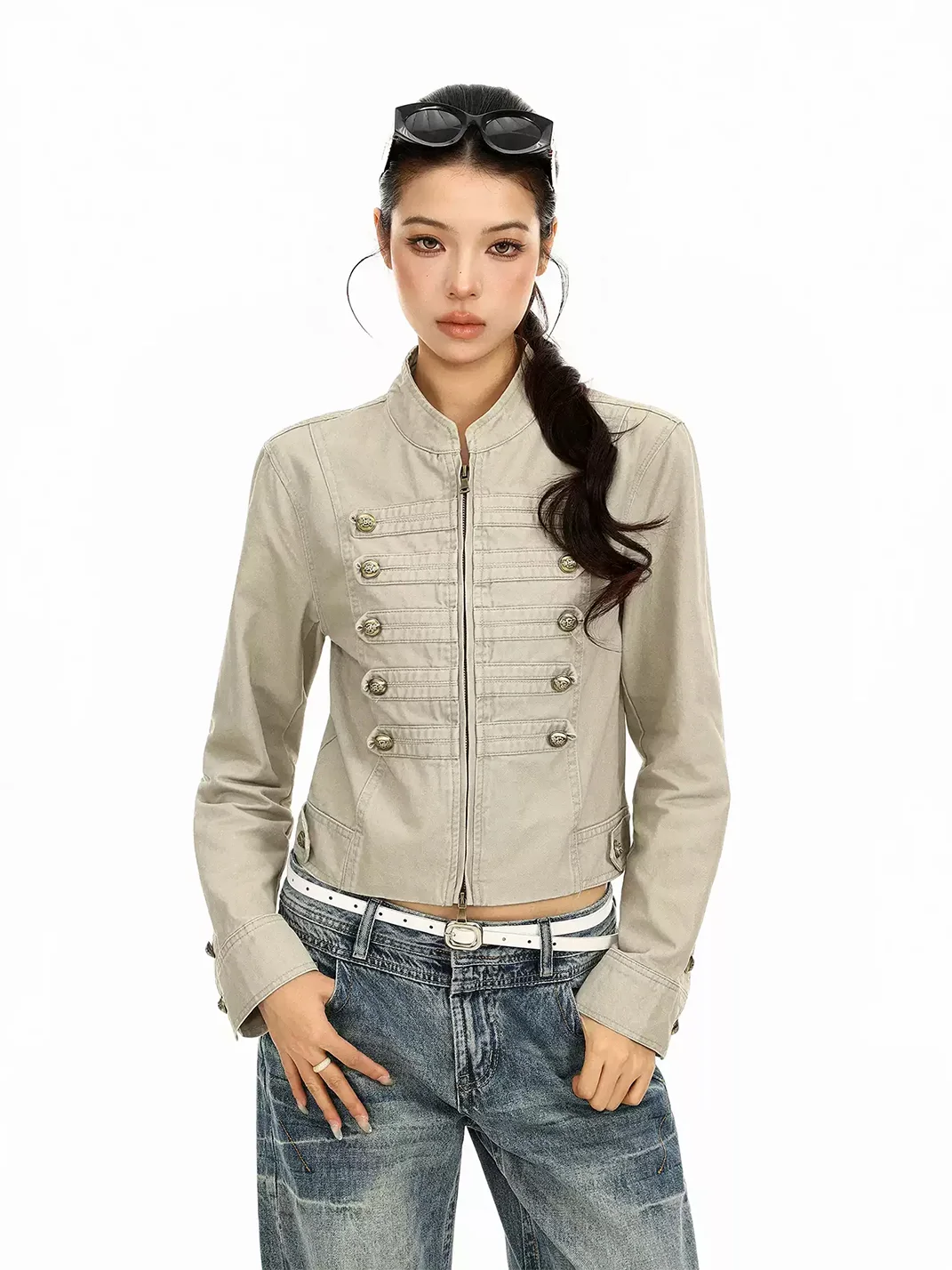 BIGGOLD | Napoleon Double-Breasted Cropped Stand-Collar Jacket