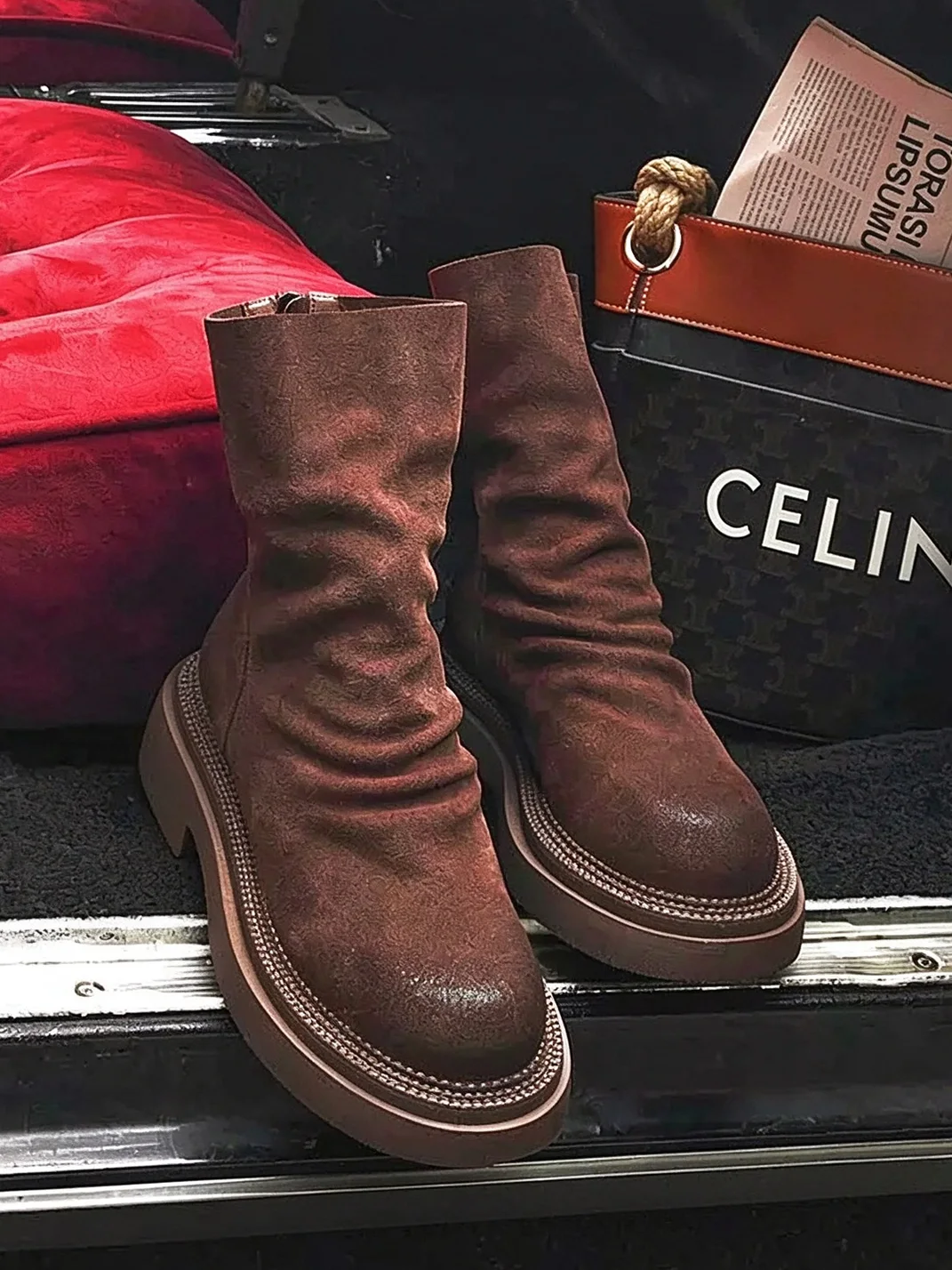 GSL | Slouchy Platform Leather Ankle Boots