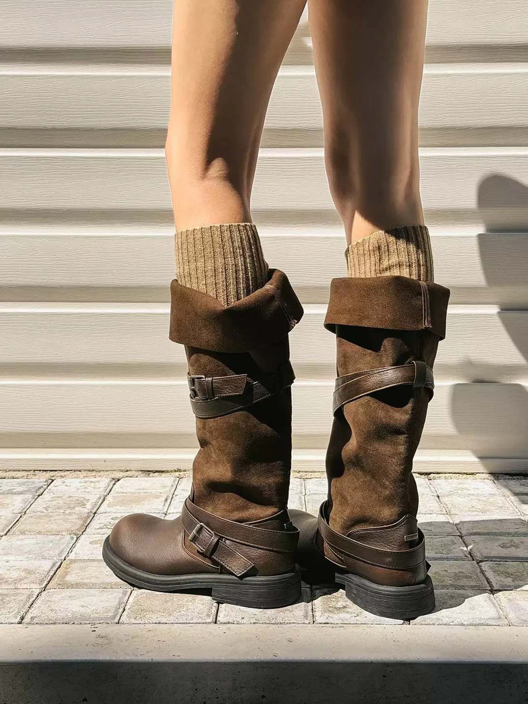 GSL | Fold-Over Slouchy Wide-Shaft Tall Boots