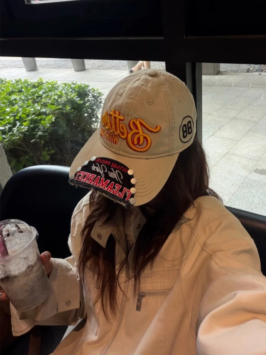 Fleamarket hat shop | Washed Embroidered Studded Baseball Cap - 3