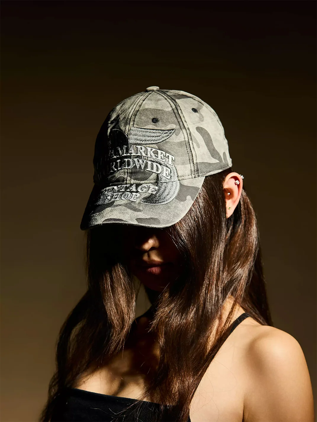 Fleamarket hat shop | Gray Camouflage Embroidered Baseball Cap