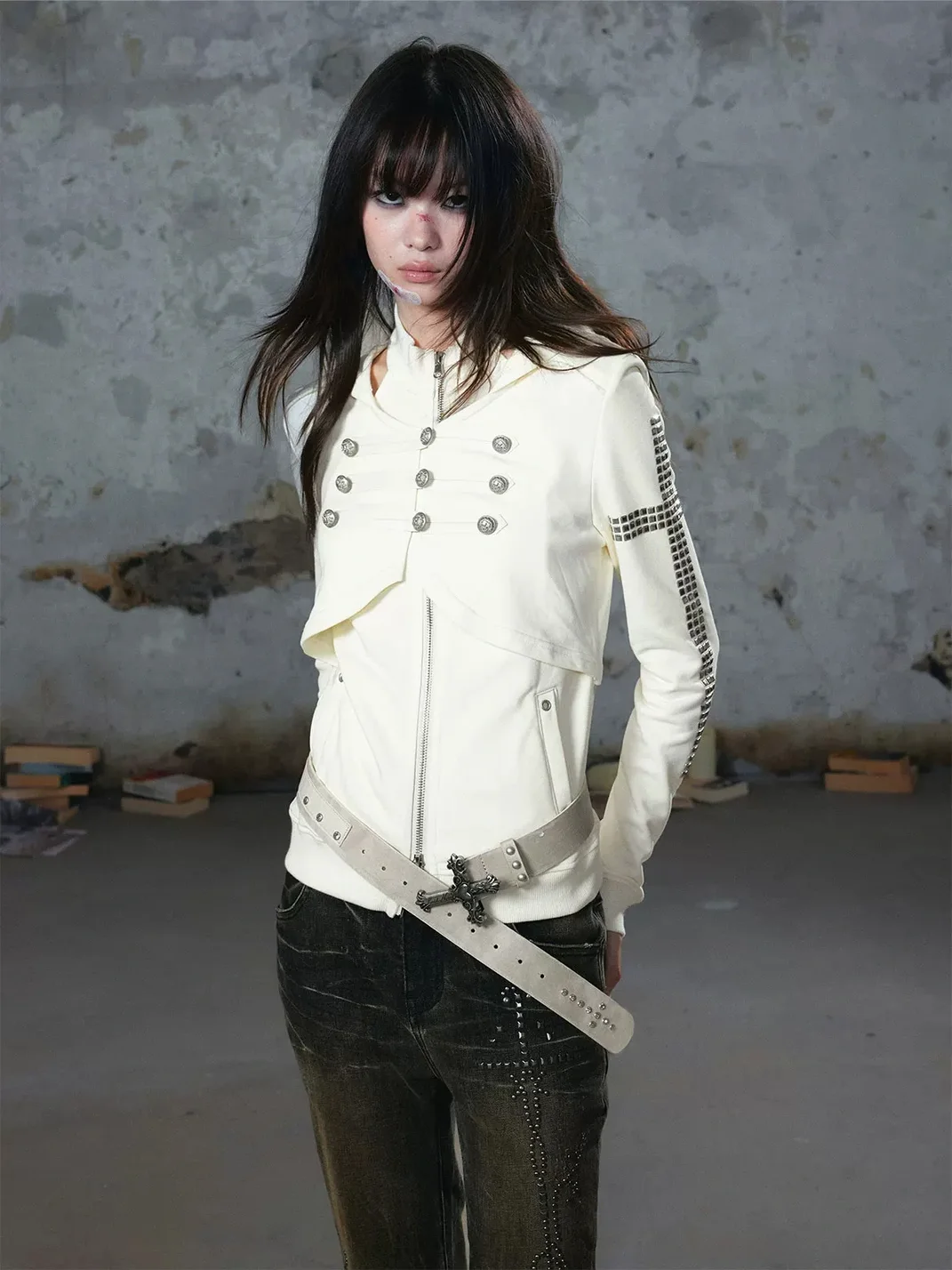 Cest Nous | Punk Studded Napoleon Zip Hoodie
