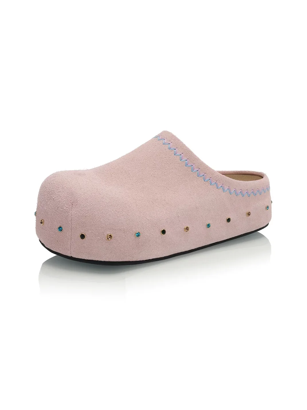 UnicornBlood | Rhinestone Platform Suede Clog Mules