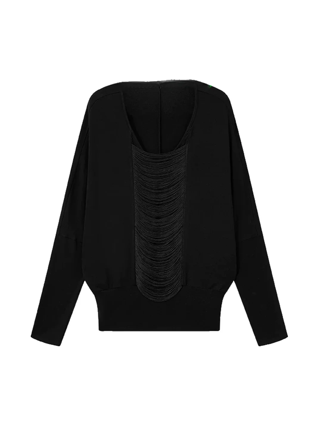 Imdelusion | Fringe Low Neck Batwing Sleeve Top