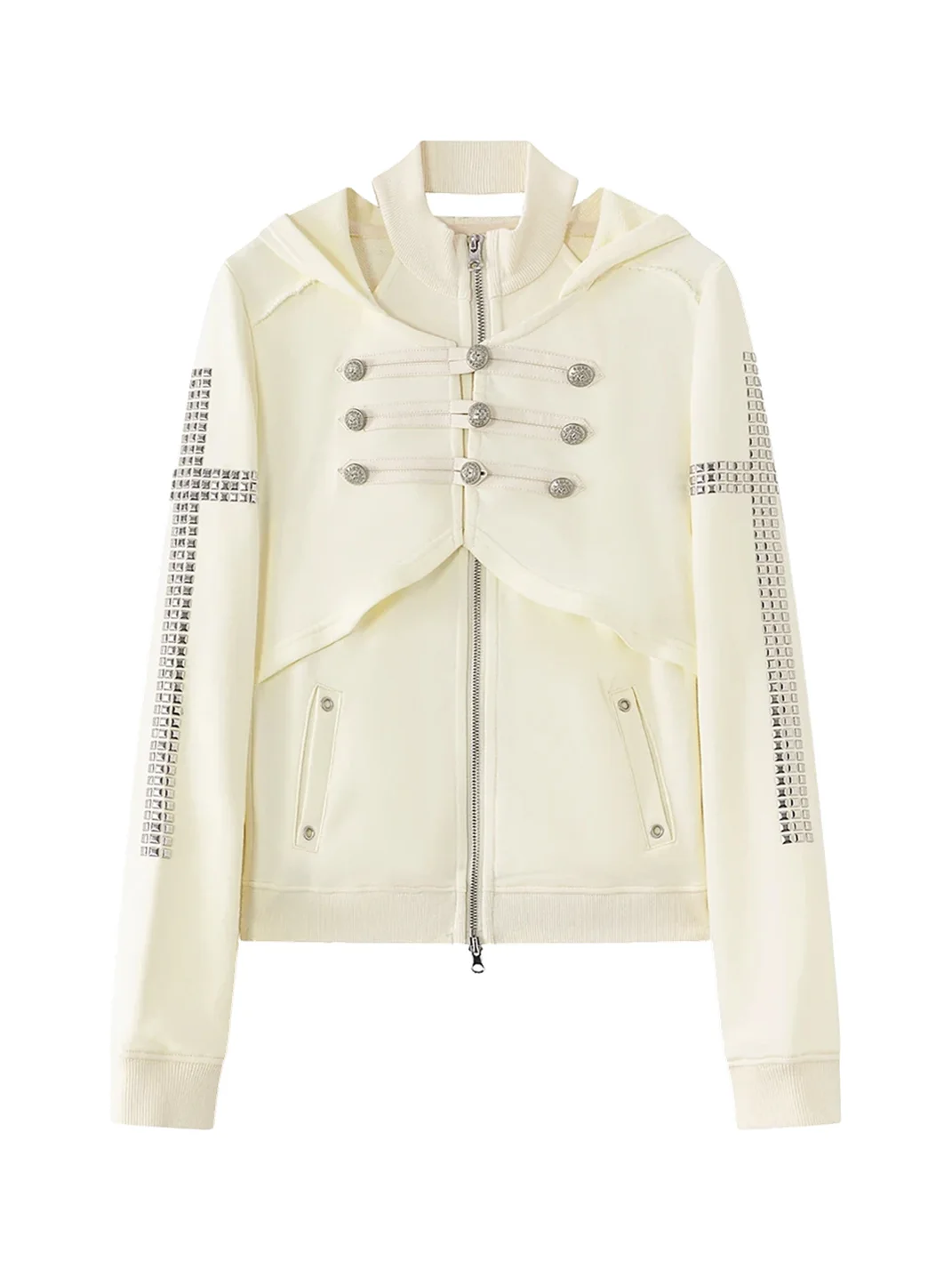 Cest Nous | Punk Studded Napoleon Zip Hoodie