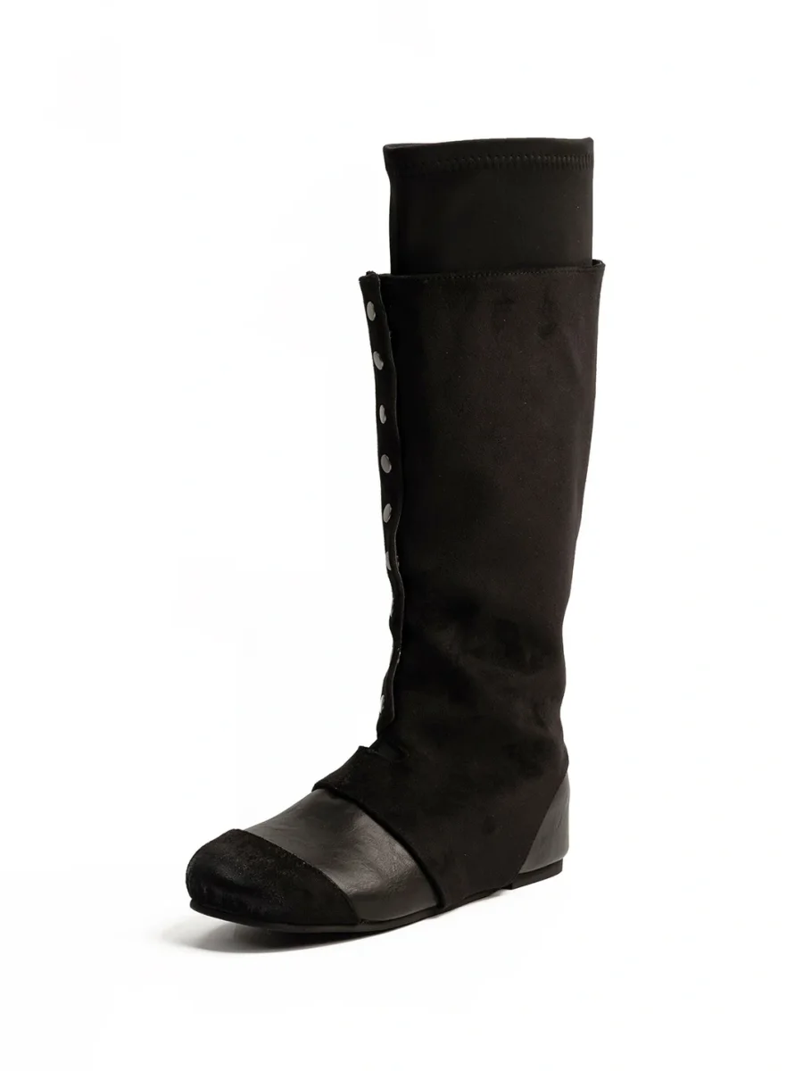 ZHUDAGE | Retro Patchwork Tall Sock Boots - 2