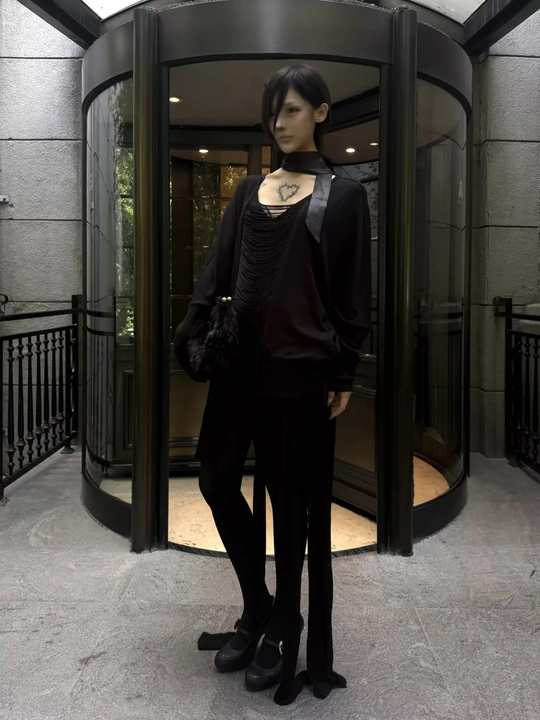 Imdelusion | Fringe Low Neck Batwing Sleeve Top