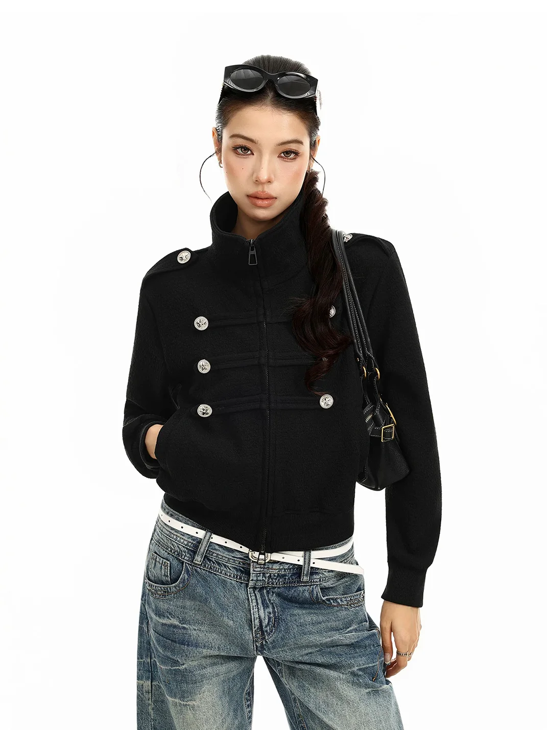 BIGGOLD | Stand Collar Double-Breasted Zipper Jacket
