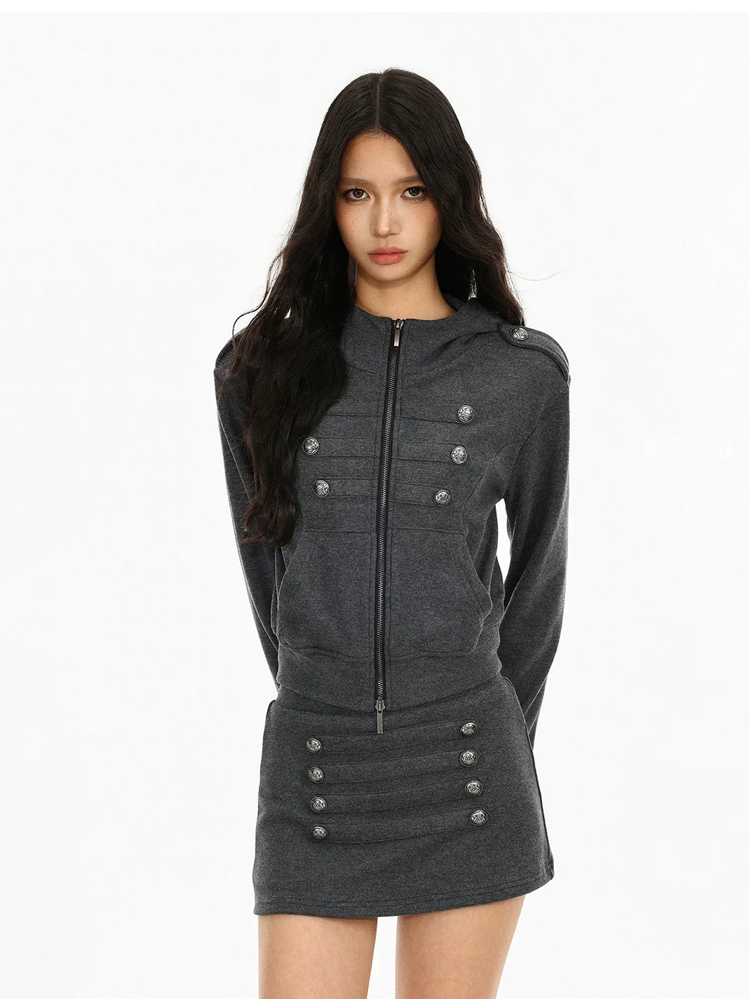 BIGGOLD | Double-Breasted Hooded Jacket