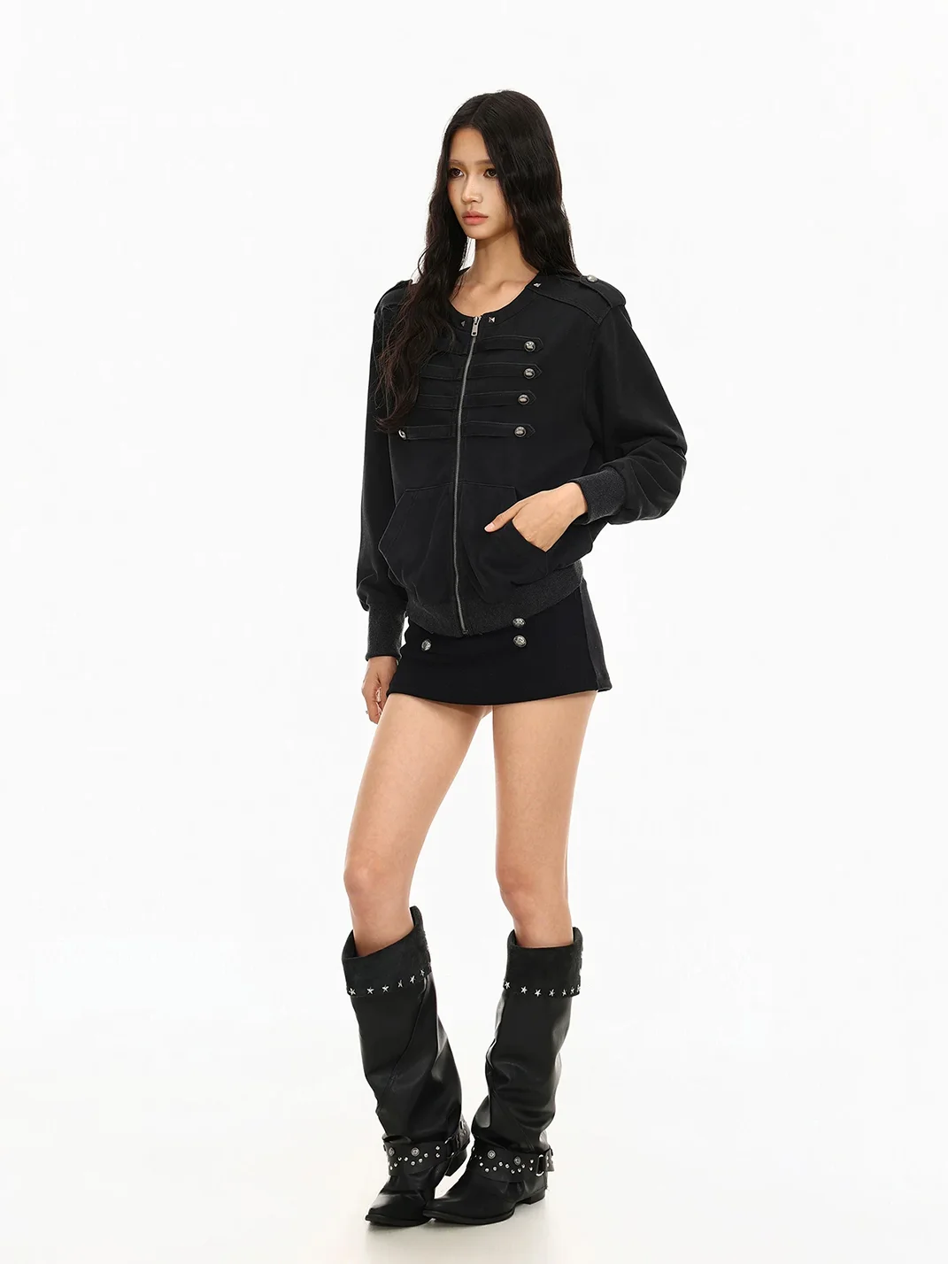BIGGOLD | Short Double-Breasted Zip Jacket