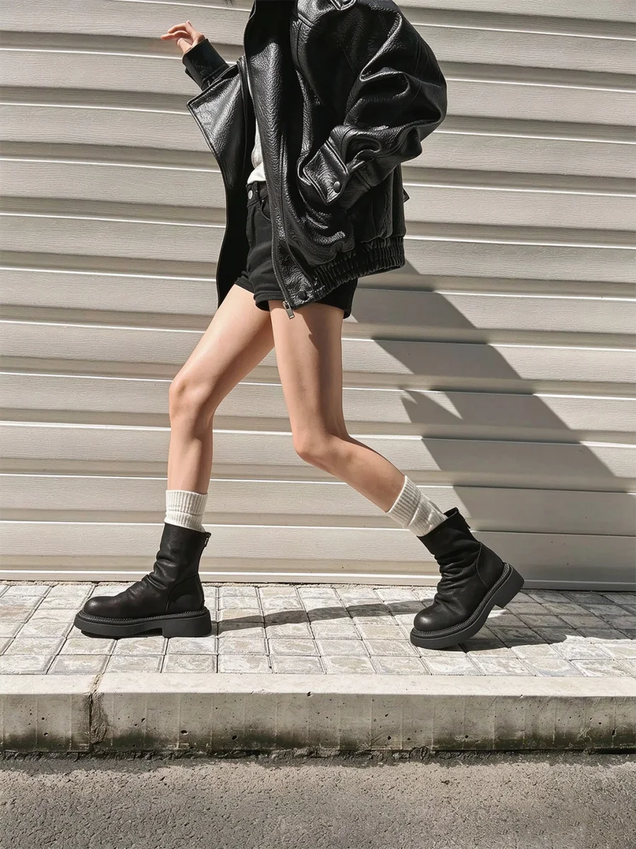 GSL | Leather Platform Slouchy Ankle Boots - 3