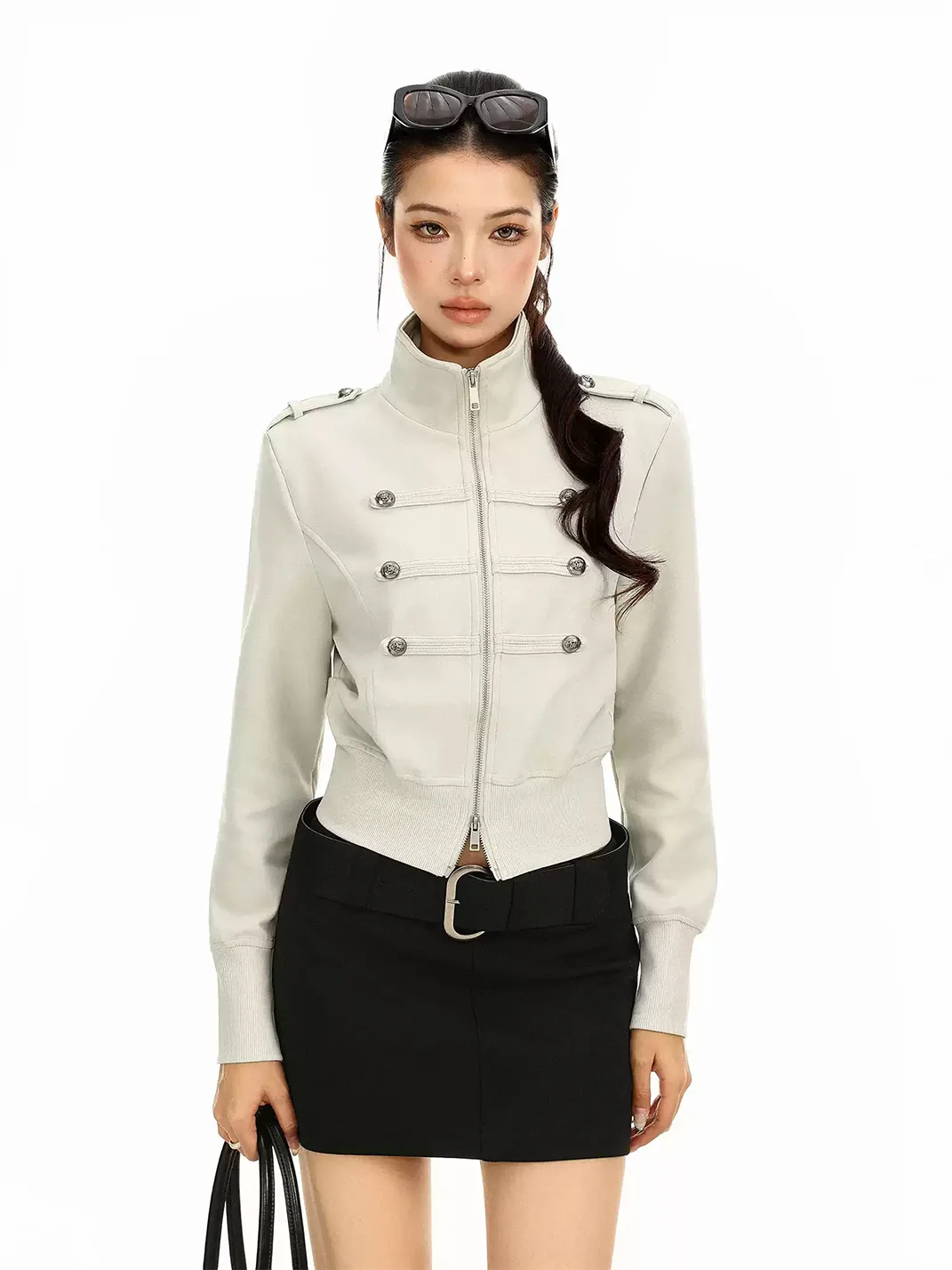 BIGGOLD | Vintage Cropped Stand Collar Military Jacket