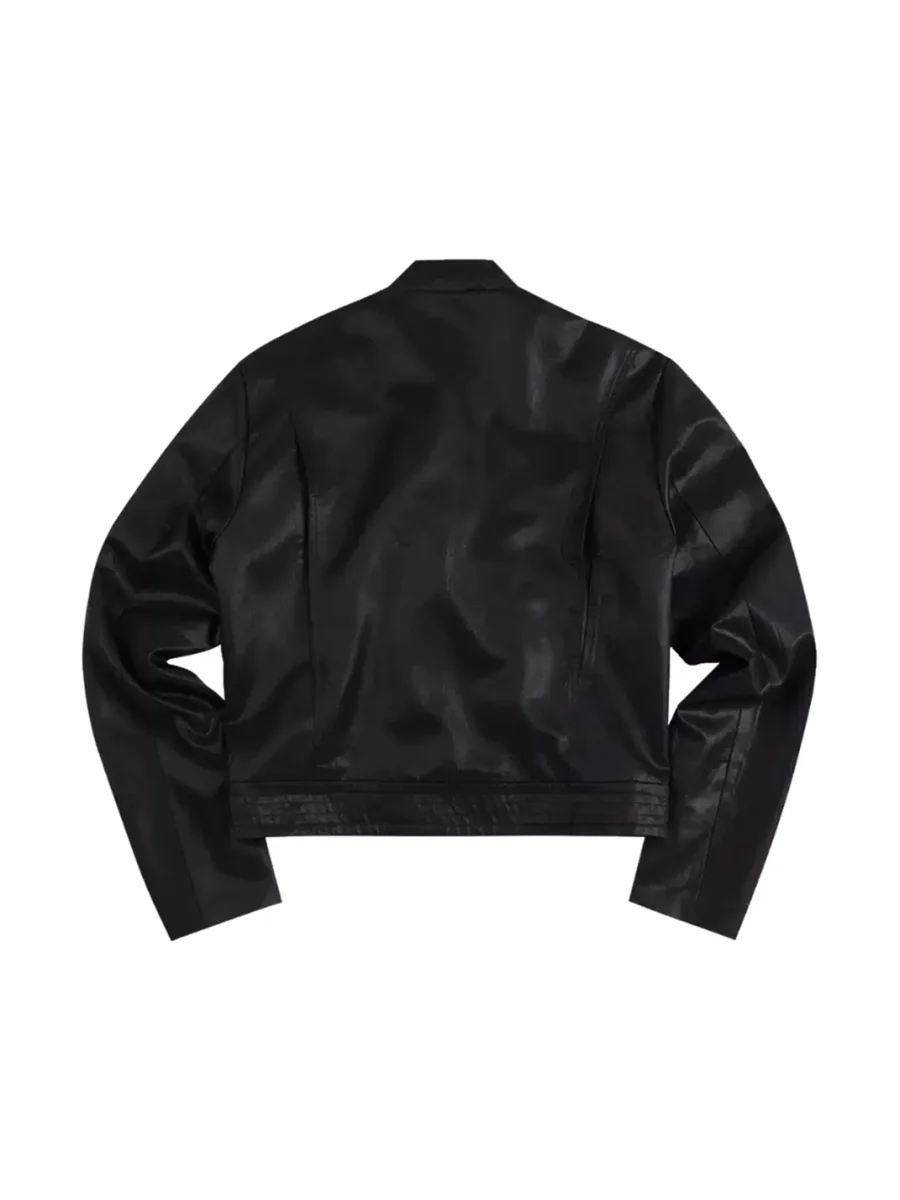 WHISTLEHUNTER | Cropped Stand Collar Leopard-Lined Asymmetric Zip Jacket - 3