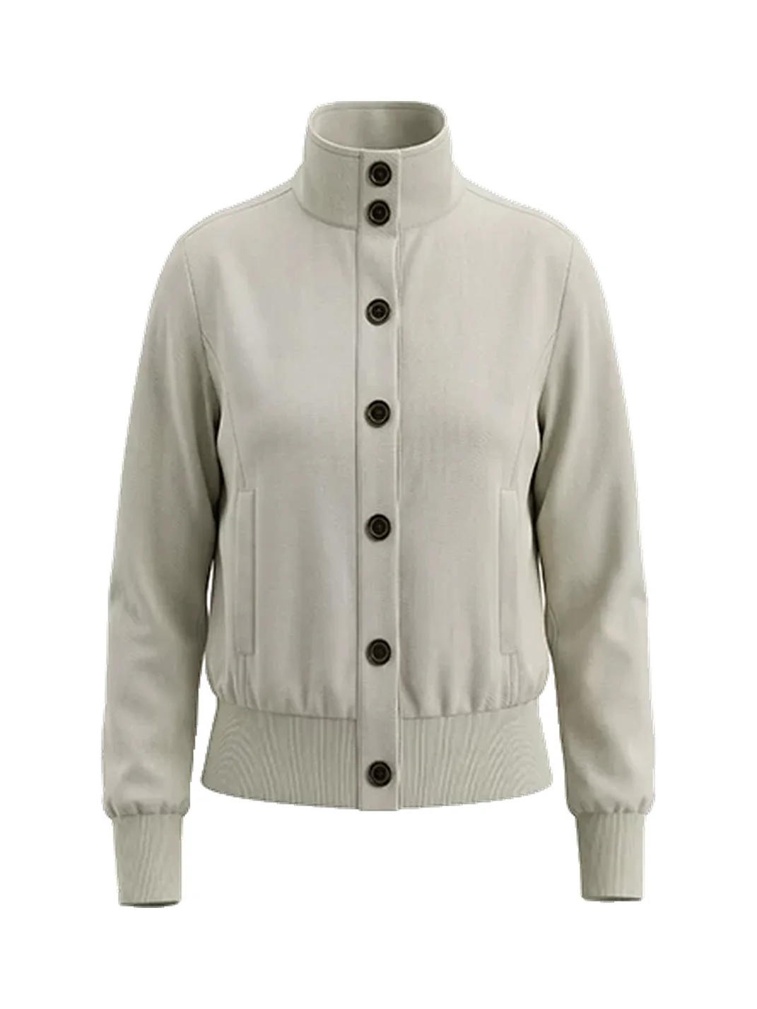 BIGGOLD | Cropped Stand Collar Button Jacket