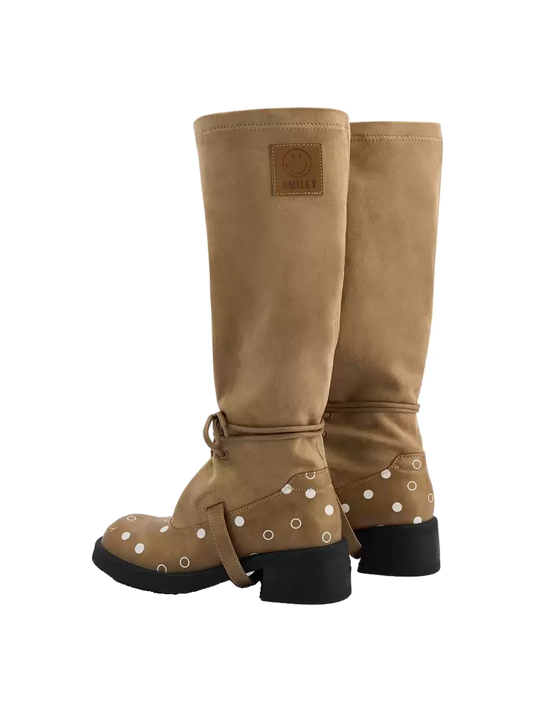 SMILEY | Knee-High Polka Dot Lace-Up Boots