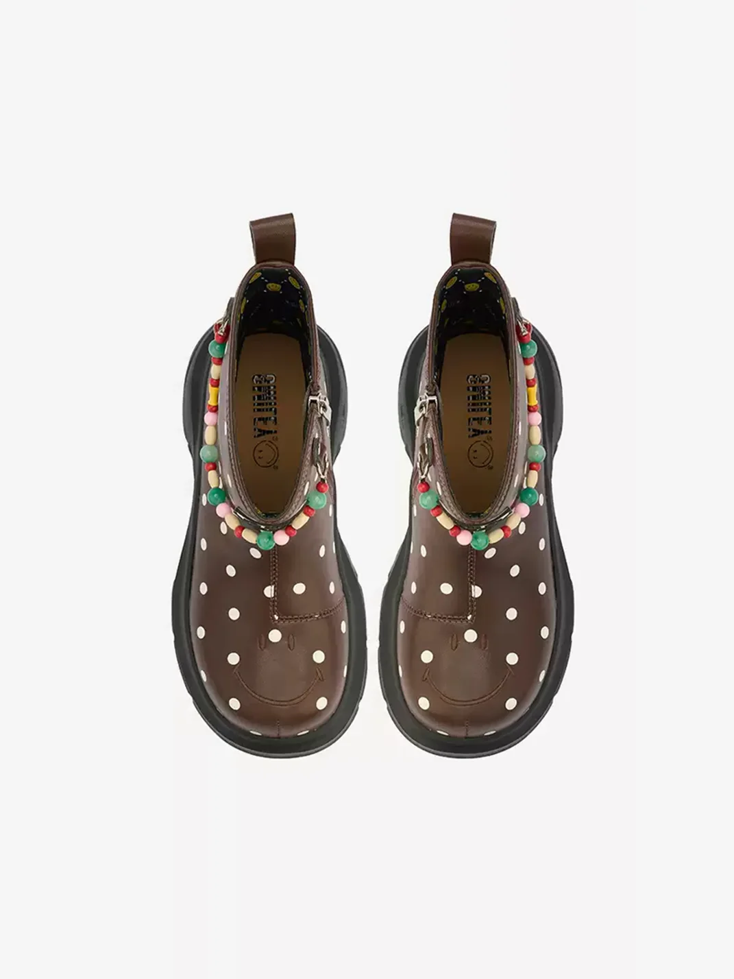 SMILEY | Polka Dot Zip Platform Ankle Boots