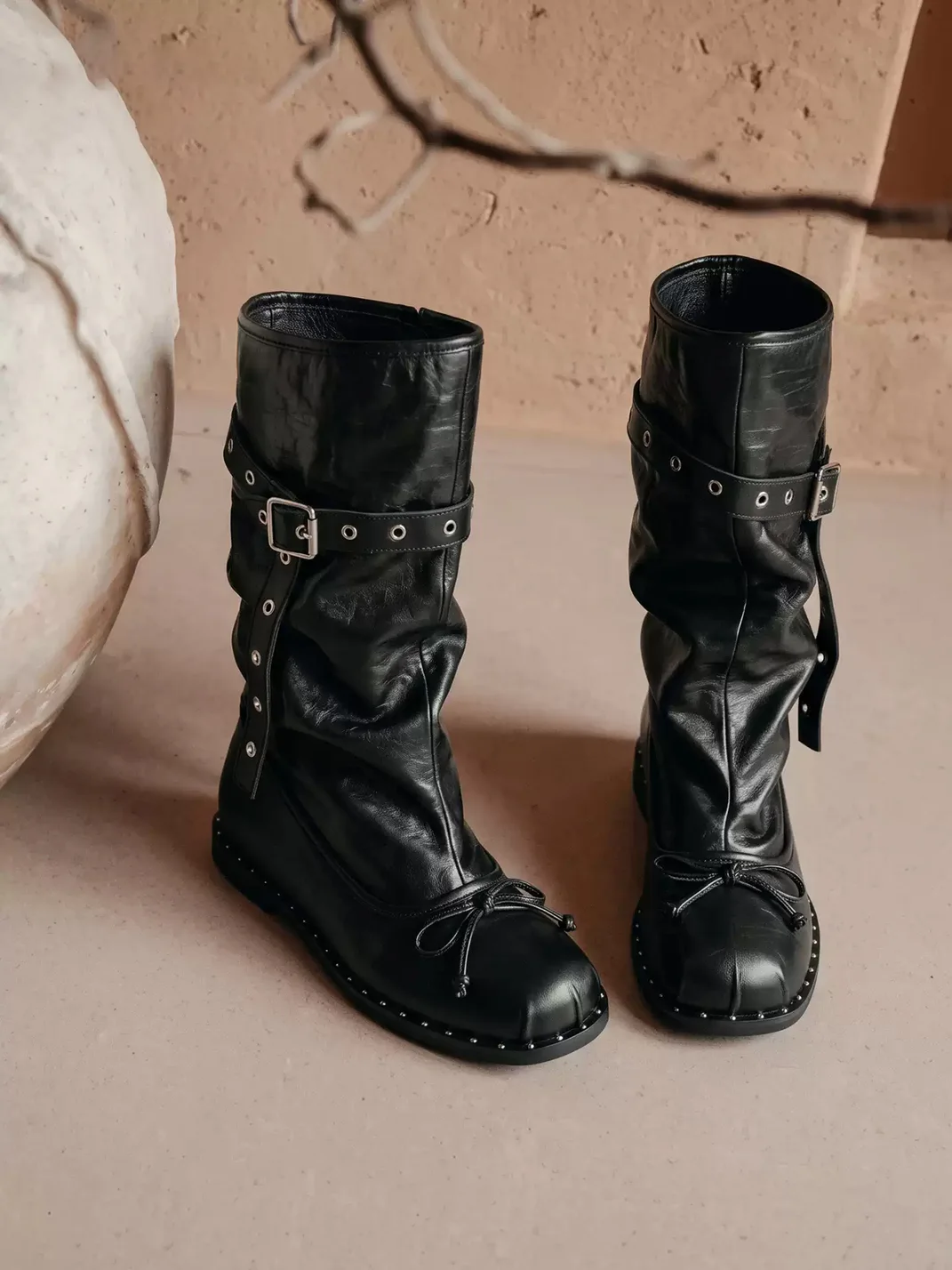 EBLAN | Retro Slouchy Ballet-Style Western Boots