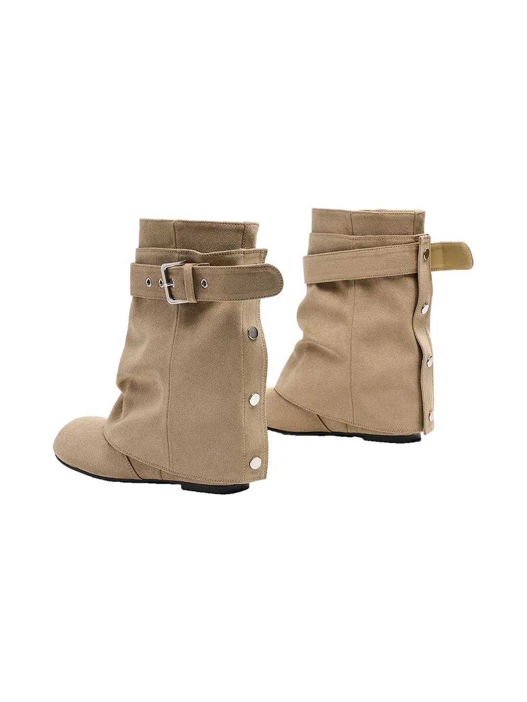 EBLAN | Buckled Slouchy Mid-Calf Lift Boots