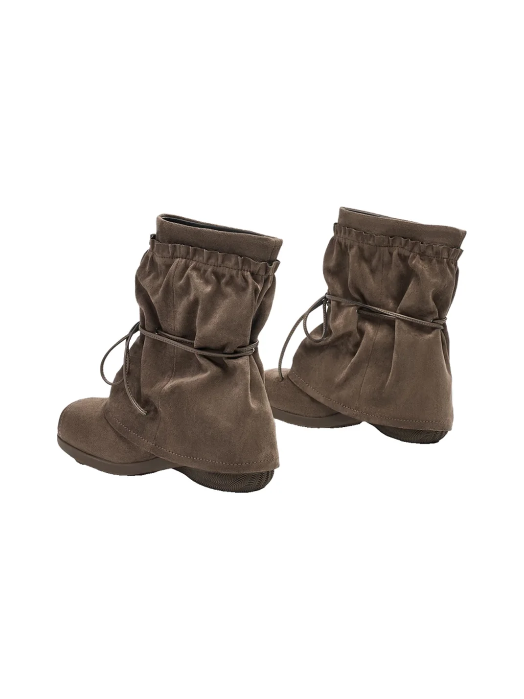 EBLAN | Ruched Lace-Up Western Boots