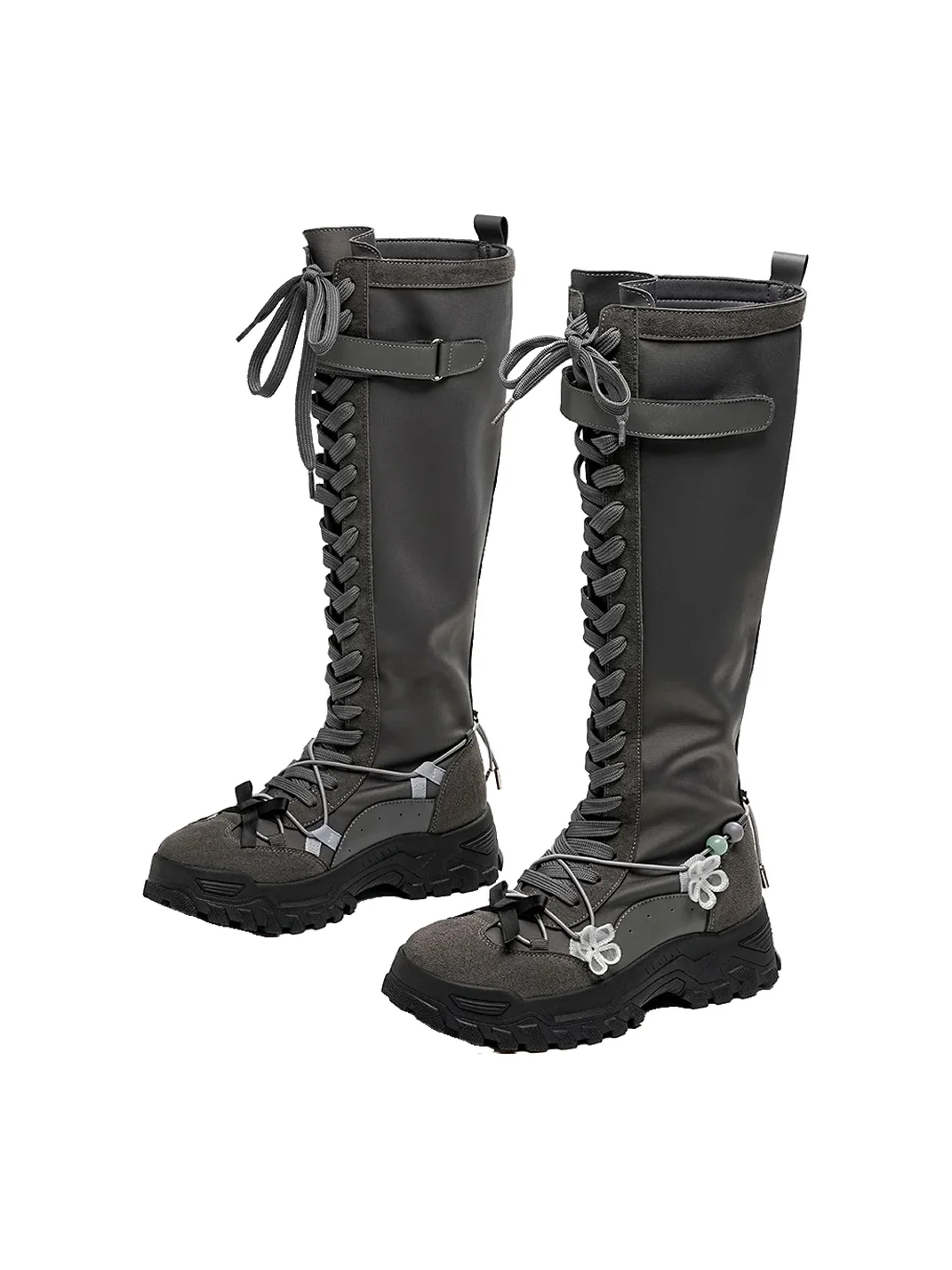 EBLAN | Platform Lace-Up Knee-High Boots